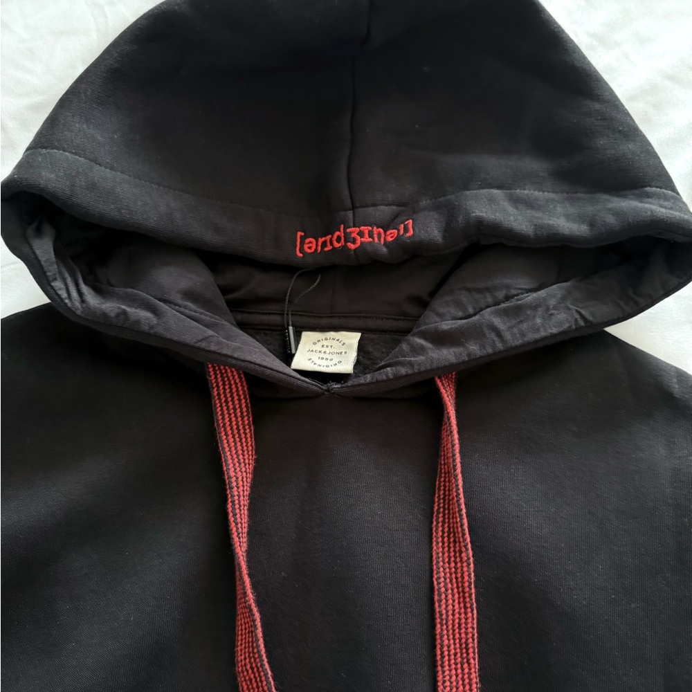 Jack & Jones Black Original Hoodie with Red Accents